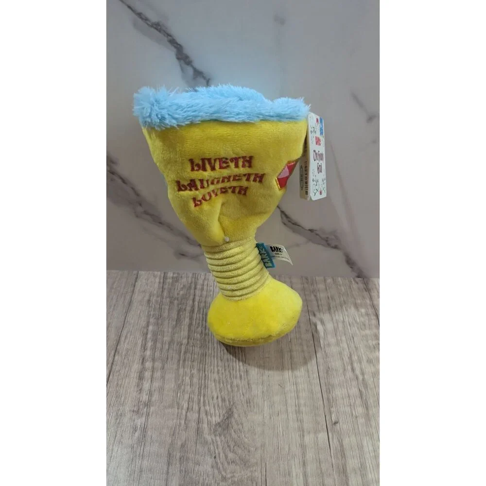 Bark‎ The Howly Grail Plush Dog Toy  size M-L Yellow & Blue Durable Chewable